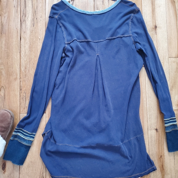 Free people boho cotton long sleeve stretchy Dress WOMEN'S Sz L - Picture 9 of 11